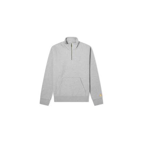 CARHARTT CHASE NECK ZIP SWEAT COTTON/POLYESTER GREY HEATHER / GOLD
