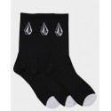 VOLCOM FULL STONE SOCK 3 PACK BLACK