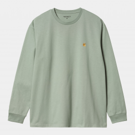 CARHARTT L/S CHASE T-SHIRT 100 % COTTON GLASSY TEAL / GOLD