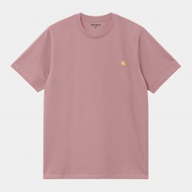 CARHARTT S/S CHASE T-SHIRT 100% COTTON GLASSY PINK/GOLD