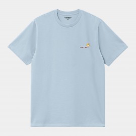 CARHARTT S/S AMERICAN SCRIPT T-SHIRT 100% ORGANIC  COTTON FROSTED BLUE