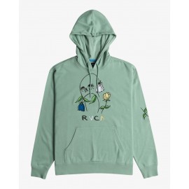 RVCA FLOWER SKULL HOODIE GREEN HAZE