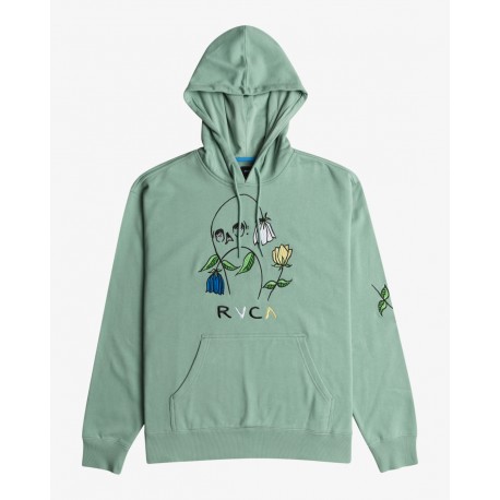 RVCA FLOWER SKULL HOODIE GREEN HAZE 