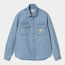 CARHARTT HARVEY SHIRT JAC 100% COTTON BLUE STONE BLEACHED