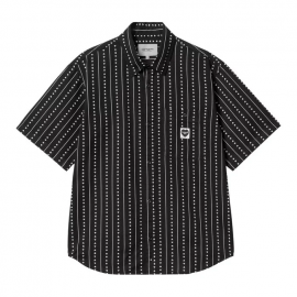 CARHARTT S/S DREWE SHIRT 100% COTTON HEART C PINSTRIPE BLACK / NATURE