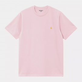 CARHARTT S/S CHASE T-SHIRT 100% COTTON AIR PINK / GOLD