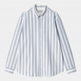 CARHARTT L/S DILLION SHIRT 100%  COTTON DILLION STRIPE BLEACH / WHITE