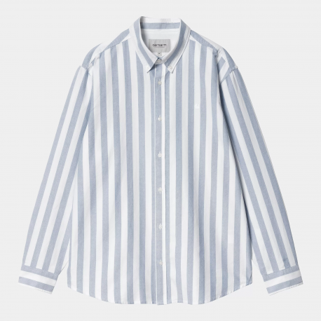 CARHARTT L/S DILLION SHIRT 100%  COTTON DILLION STRIPE BLEACH / WHITE