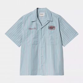 CARHARTT S/S HENDRY SHIRT 65/35% POLYESTER / COTTON  SEATON STRIPE FROSTED BLUE