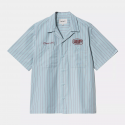 CARHARTT S/S HENDRY SHIRT 65/35% POLYESTER / COTTON  SEATON STRIPE FROSTED BLUE