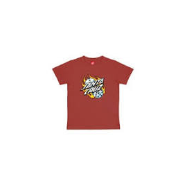 SANTA CRUZ TEE SHIRT YOUTH FLAMMING DICE DOT RUST