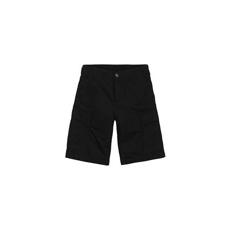 CARHARTT WIP REGULAR CARGO SHORT 100 % COTTON BLACK RINSED NO LENGTH