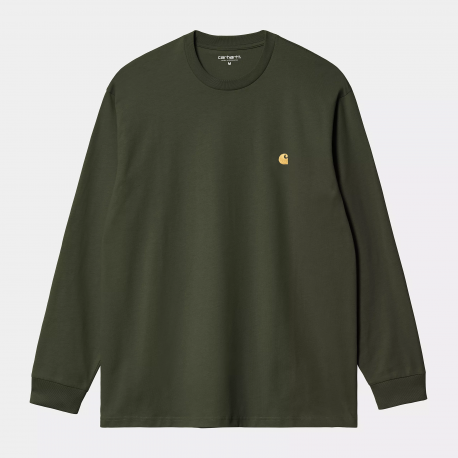 CARHARTT WIP L/S CHASE T-SHIRT 100 % COTTON OLIVE / GOLD