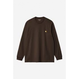 CARHARTT WIP L/S CHASE T-SHIRT 100 % COTTON TOBACCO / GOLD