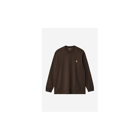 CARHARTT WIP L/S CHASE T-SHIRT 100 % COTTON TOBACCO / GOLD