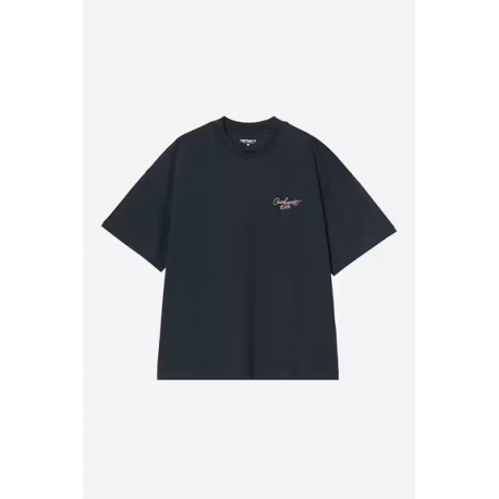CARHARTT WIP S/S SIGNATURE SCRIPT T-SHIRT DEEP NIGHT / GLASSY PINK