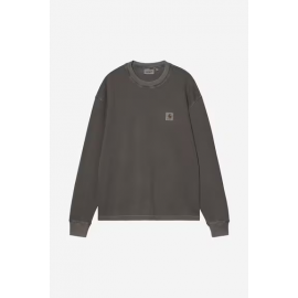 CARHARTT WIP L/S VISTA WAFFLE T-SHIRT BLACK GARMENT DYED