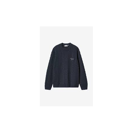 CARHARTT WIP SIGNATURE SWEATER DEEP NIGHT / GLASSY PINK