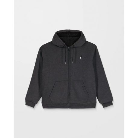 VOLCOM SINGLE STONE LINED ZIP HEATHER BLACK