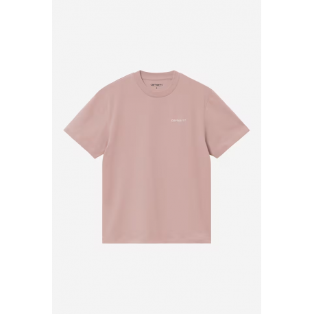 CARHARTT WIP W S/S SCRIPT EMBROIDERY GENTLE PINK CINNERUS