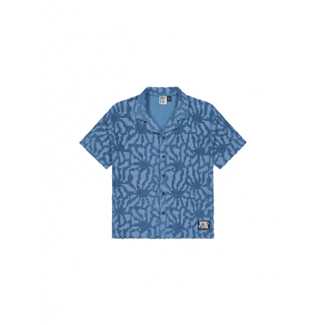 PICTURE SPONGY SHIRT A BLUE FLOWER EMBOSSED