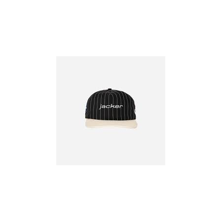 JACKER CLASSIC STRIPE SNAPBACK 5 PANEL BLACK AND WHITE