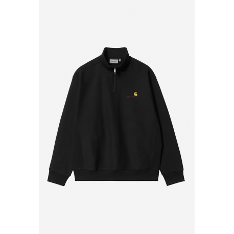 CARHARTT WIP HALF ZIP AMERICAN SCRIPT SWEAT BLACK