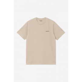 CARHARTT WIP S/S SCRIPT EMBROIDERY T-SHIRT FLEUR DE SEL BLACK