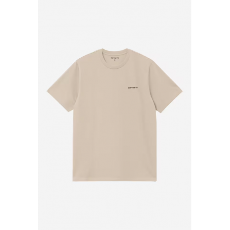 CARHARTT WIP S/S SCRIPT EMBROIDERY T-SHIRT FLEUR DE SEL BLACK