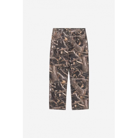 CARHARTT WIP SINGLE KNEE PANT CAMO FEATHER TREE BLACK HEAVY STONE WASHED