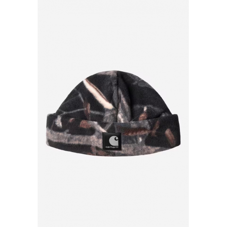 CARHARTT WIP BLEVIN BEANIE CAMO FEATHER TREE BLACK
